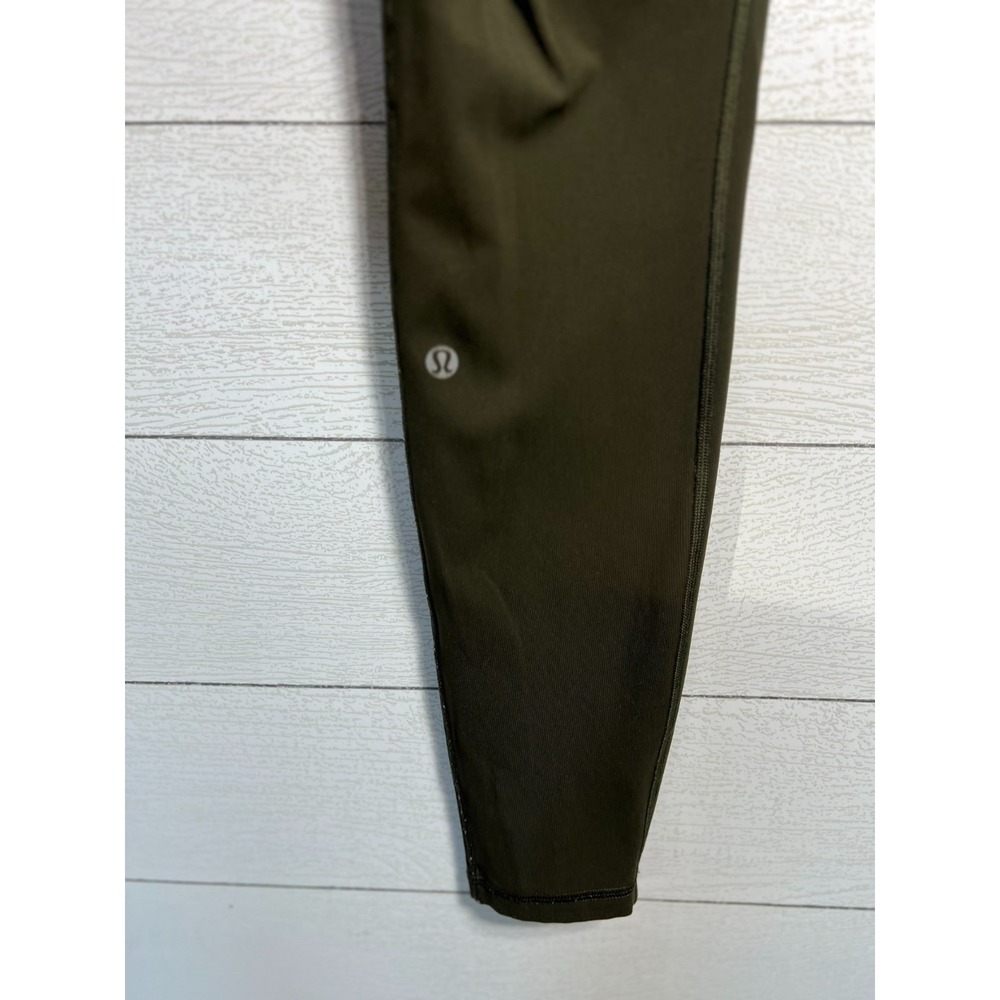 Lululemon Fast & Free High Rise Tight 30x28 Olive Green Leggings Pockets 10